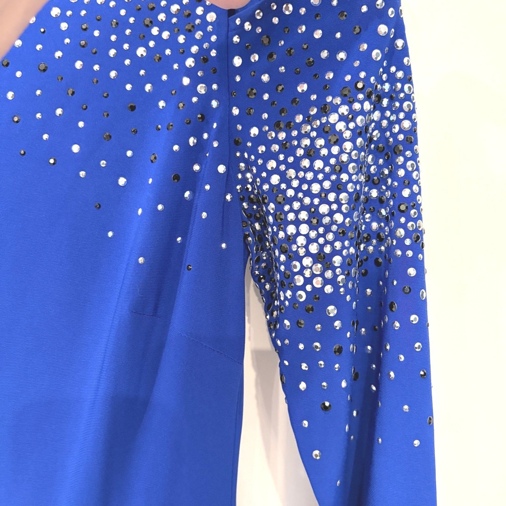 Cache Cold Shoulder Rhinestone Sheath Dress 6 Royal Blue - Picture 4 of 12